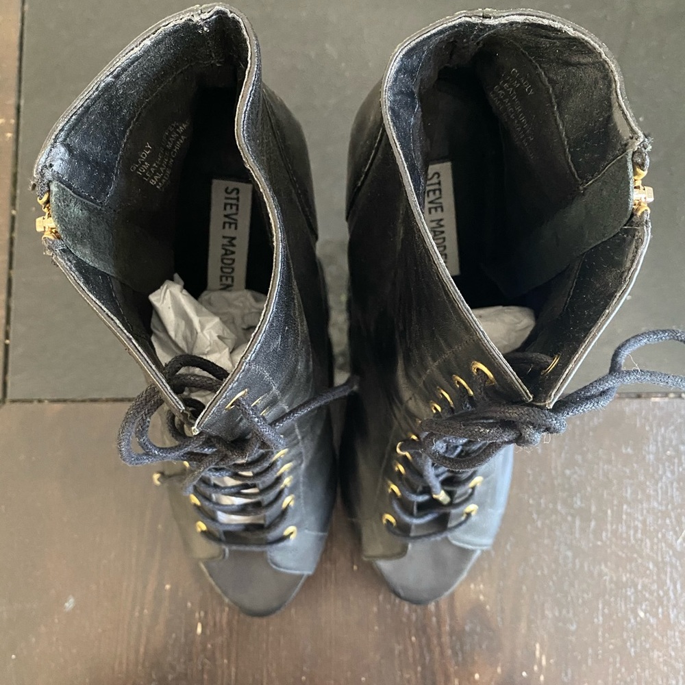 Black Steve Madden Strap Open Toe Booties - image 4